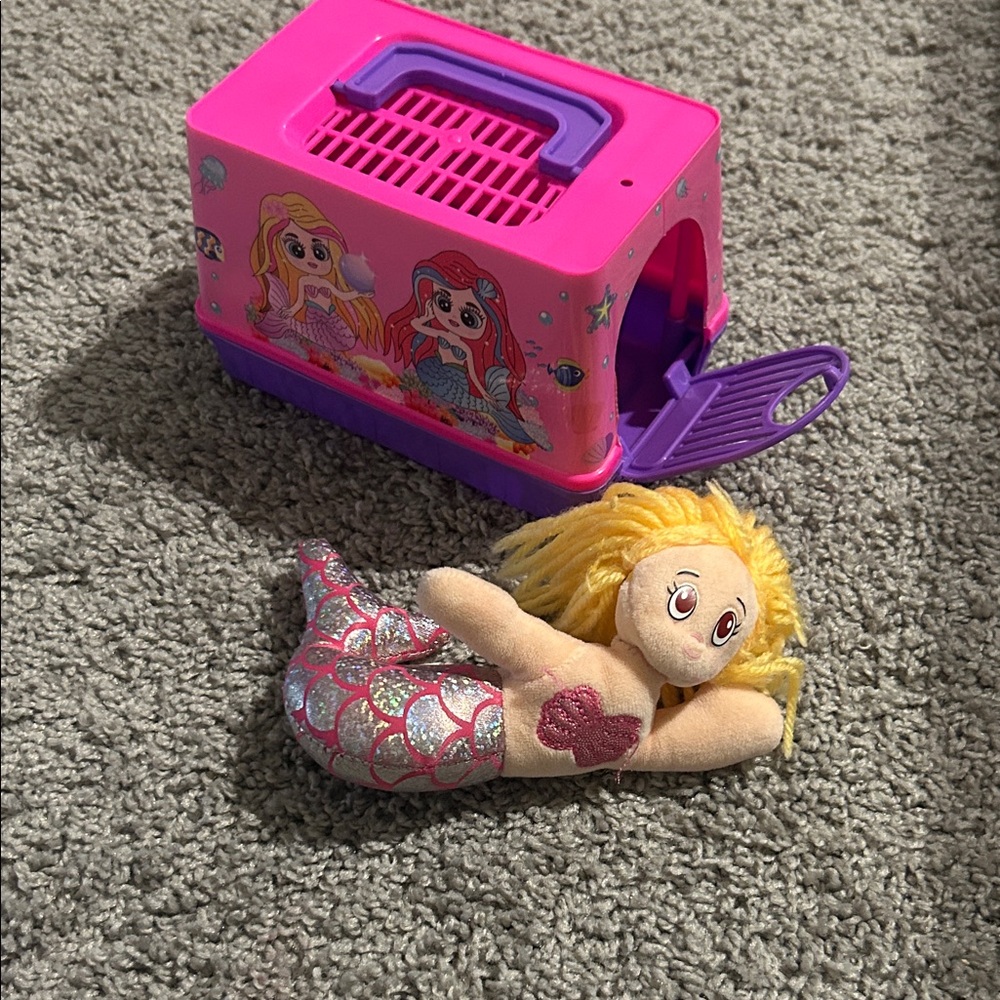 Mermaid Doll with Pink and Purple Carrier